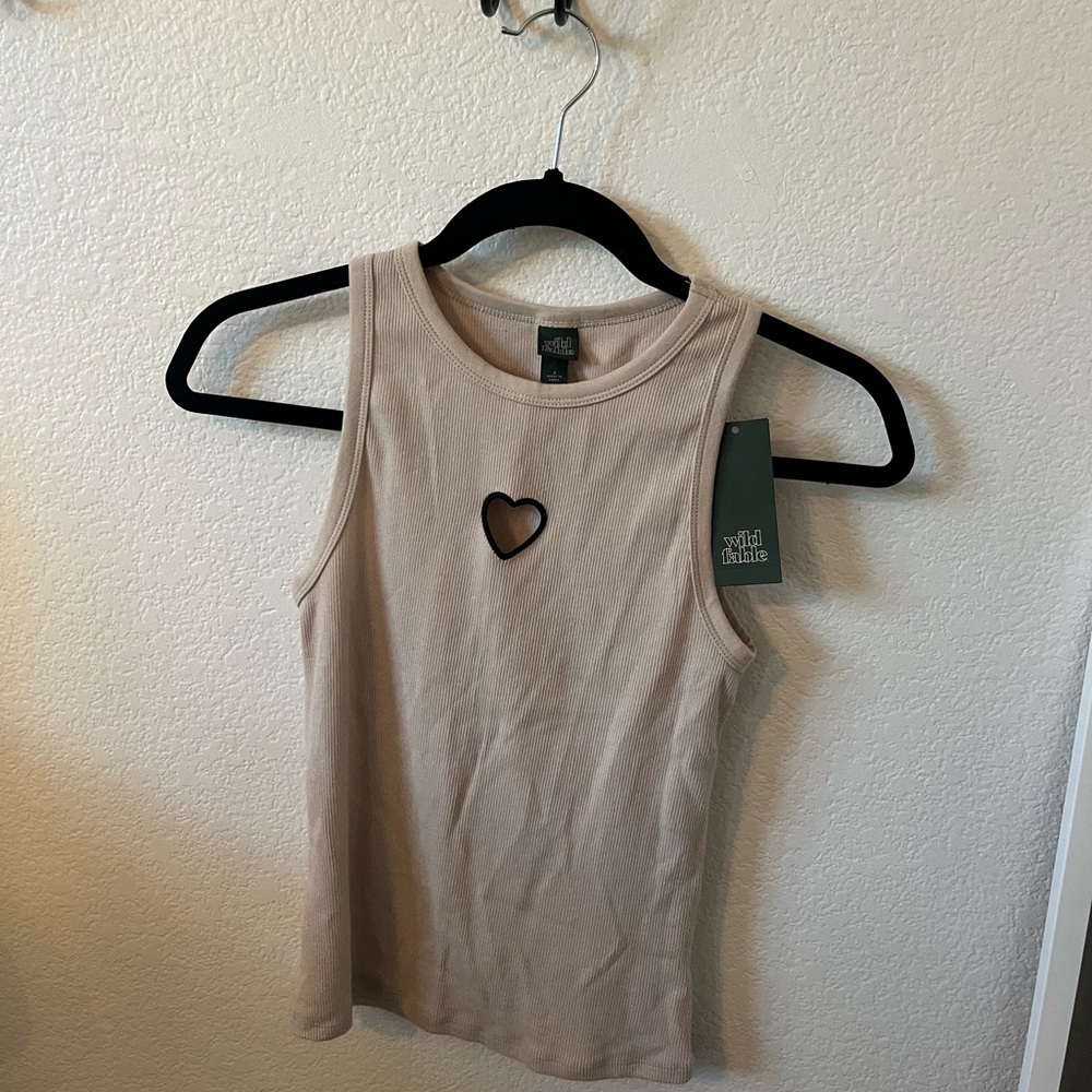 Wild Fable Beige Heart Cutout Tank Top
